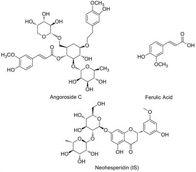 Pharmacokinetics, Bioavailability, and Tissue Distribution Study of Angoroside C and Its Metabolite Ferulic Acid in Rat Using UPLC-MS/MS